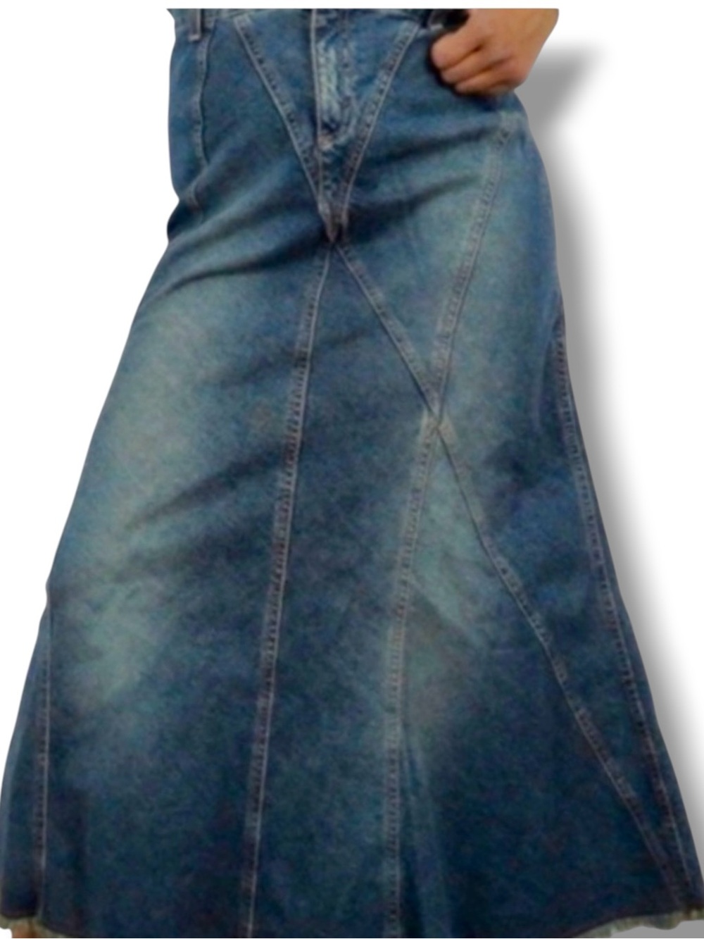 United Colors of Benetton Denim Maxi Skirt Sz 38 US 2 Country Cowgirl Festival